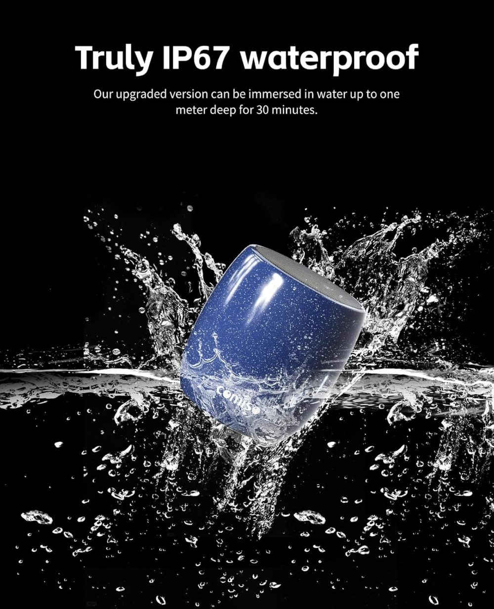 Small Speaker, Bluetooth Speaker with 360°HD Stereo Sound and Robust Bass, Mini Speakers with Hands-Free Call, IP67 Waterproof, Portable Speakers for Shower, Room, Car, Trip, Ideal Gift for Men, Women - Image 3