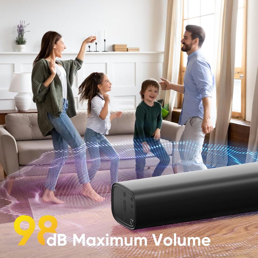 Sound Bar for Smart TV, Soundbar TV Speakers with Customized Bass Reflector, Compact Design and Easy Set up, Home Audio Surround Sound System for TV PC Projector, Wall Mountable - Image 3