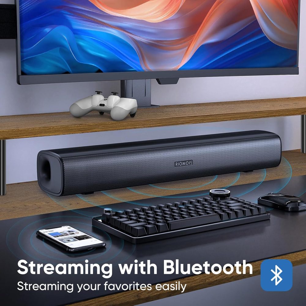 Sound Bar for Smart TV, Soundbar TV Speakers with Customized Bass Reflector, Compact Design and Easy Set up, Home Audio Surround Sound System for TV PC Projector, Wall Mountable - Image 5