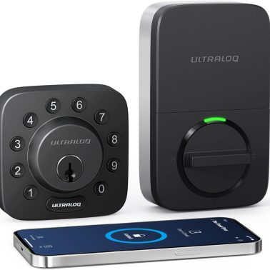 ULTRALOQ U-Bolt Smart Lock, 5-in-1 Keyless Entry Door Lock with App Control, Keypad Deadbolt, Auto Unlock, Auto Lock, Smart Door Lock, Smart Locks for Front Door, ANSI Grade 1, Black