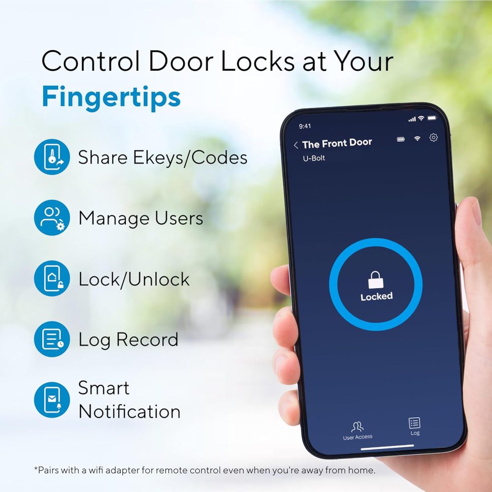 ULTRALOQ U-Bolt Smart Lock, 5-in-1 Keyless Entry Door Lock with App Control, Keypad Deadbolt, Auto Unlock, Auto Lock, Smart Door Lock, Smart Locks for Front Door, ANSI Grade 1, Black - Image 3