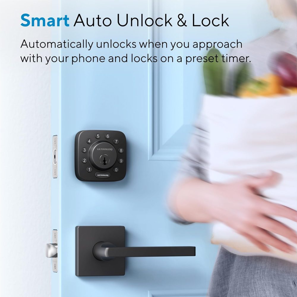 ULTRALOQ U-Bolt Smart Lock, 5-in-1 Keyless Entry Door Lock with App Control, Keypad Deadbolt, Auto Unlock, Auto Lock, Smart Door Lock, Smart Locks for Front Door, ANSI Grade 1, Black - Image 4