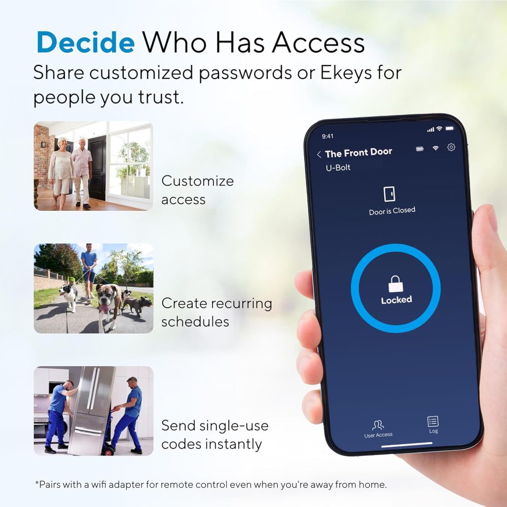ULTRALOQ U-Bolt Smart Lock, 5-in-1 Keyless Entry Door Lock with App Control, Keypad Deadbolt, Auto Unlock, Auto Lock, Smart Door Lock, Smart Locks for Front Door, ANSI Grade 1, Black - Image 5