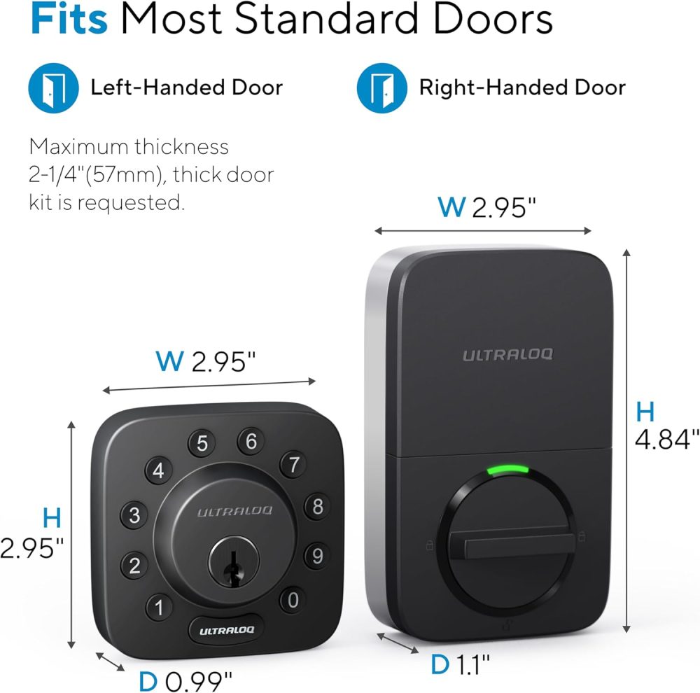 ULTRALOQ U-Bolt Smart Lock, 5-in-1 Keyless Entry Door Lock with App Control, Keypad Deadbolt, Auto Unlock, Auto Lock, Smart Door Lock, Smart Locks for Front Door, ANSI Grade 1, Black - Image 6