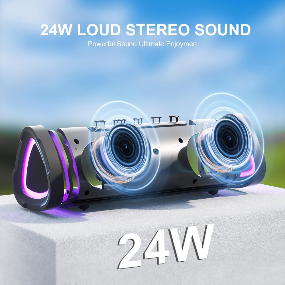 Vanzon V40 Bluetooth Speakers, Portable Wireless Speaker V5.0 with 24W Loud Stereo Sound, 24H Playtime, TWS & IPX7 Waterproof, Suitable for Travel, Home and Outdoors - Image 3